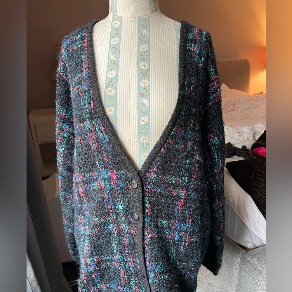 Vintage Baxter & Wells Chevron Oversized Knit Cardigan Sweater Size .XL